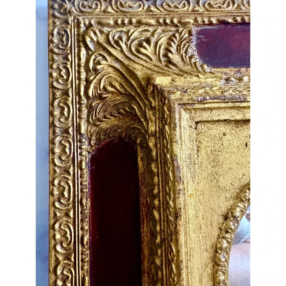 Vintage Gold Framed Wall Mirror French Chateau Hollywood Regency